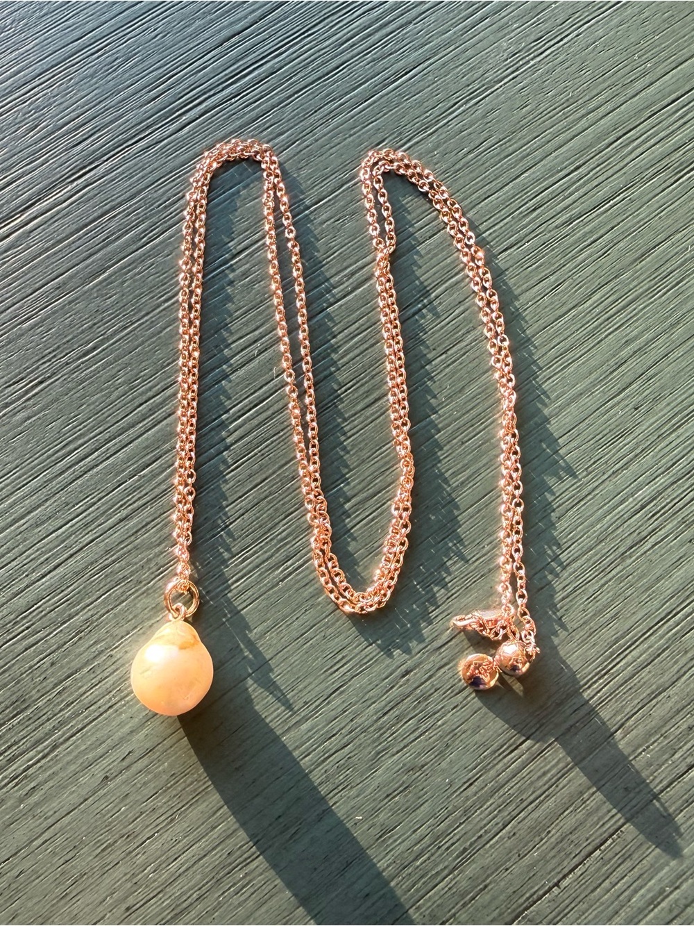 Monica Vinader Baroque Pearl Pendant Charm and Rolo Chain Necklace